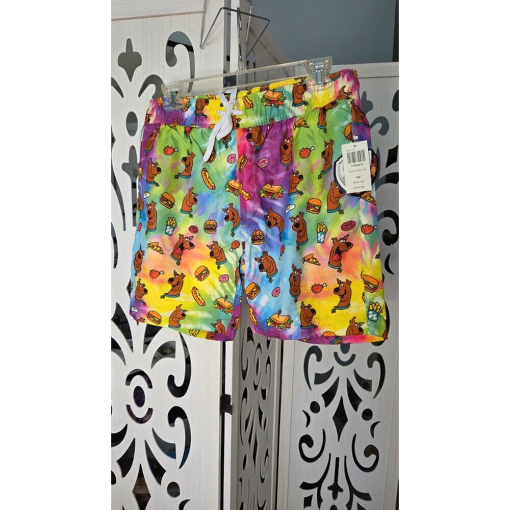 Scooby Doo Swim Trunks Tie Dye Food Print Shorts Mens Small NWT